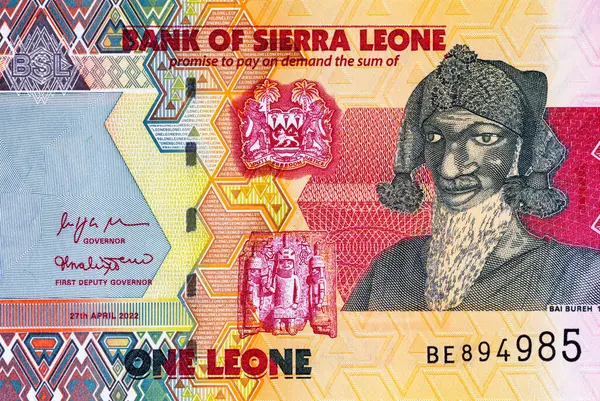Banknote 1 Leone 2022, Sierra Leone ve Bai Bure resmi. Sierra Leone 'nin parası.