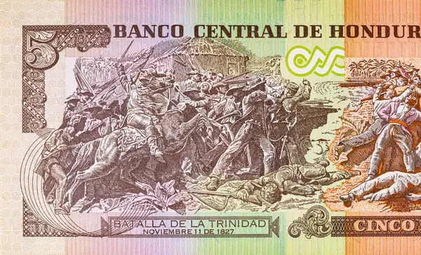 Honduras 'lı Banknote 5 Lempiras. Tasarımcılar için parça. Honduras 'ın kağıt parası..