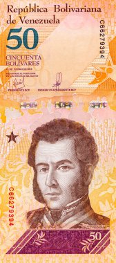 50 Bolivares, Venezuela banknot parçası tasarım için. Venezuela 'nın kağıt parası