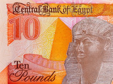 Firavun 2. Ramses ve piramitlerin görüntüsüyle Mısır 'ı 10 Pound. Mısır 'ın polimer parası