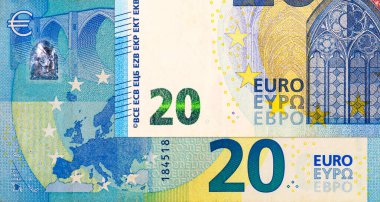Avrupa Birliği 'nin 20 avroluk banknotu. Avrupa 'nın kağıt parası