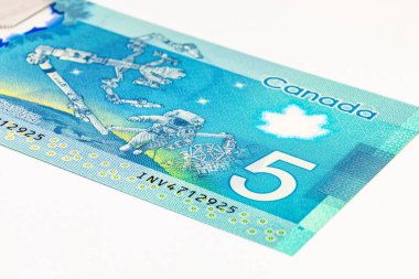 5 Dolar Kanada, 2013 Dextre ve kanadarm2 'nin görüntüsüyle. Uluslararası Uzay İstasyonu. Kanada 'nın polimer parası.