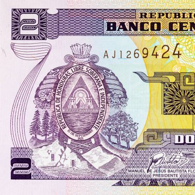 2 Lempiras, Honduras, 2019 with a portrait of Former President Marco Aurelio Soto. Honduran money