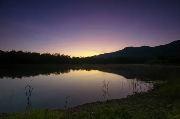 Scenery Atmosphere Morning Sky Beautiful Mae Pon Reservoir Sop Chang — Stock Photo, Image