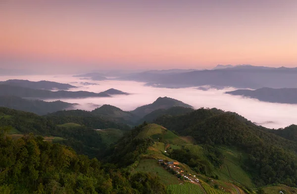 Top Uitzicht Mon Ngo Mountain Door Drone Chiang Mai Thailand Stockfoto