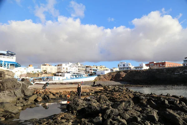 Cotillo Fuerteventura Canarische Eilanden Spanje Vissersdorp Met Blauwe Lucht Wolken — Stockfoto