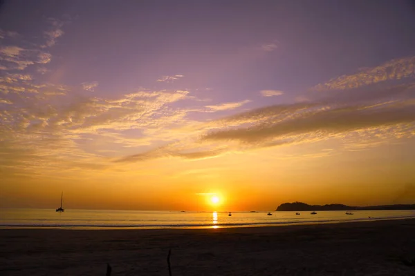 Coucher Soleil Playa Nacional Smara Vue Rivage Avec Horizon Sur — Photo
