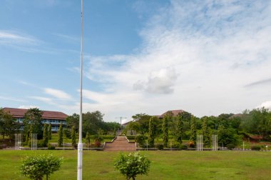 Samarang, Central Java province, Indonesia - June 14, 2010 : View of the Diponegoro University building from outside. It is a public university. clipart