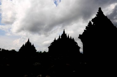 Silhouette of Prambanan, Perwara Temple in the Plaosan Lor compound  is a 9th-century Hindu temple near Yogyakarta and a UNESCO World Heritage Site.  clipart