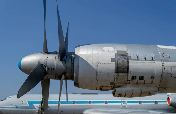 Tupolev Sovjet Unie Koude Oorlog Bommenwerper Motor Close — Stockfoto