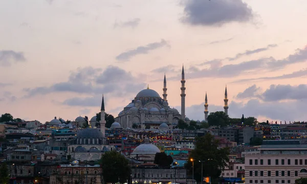 Vista Mezquita Suleymaniye Atardecer —  Fotos de Stock