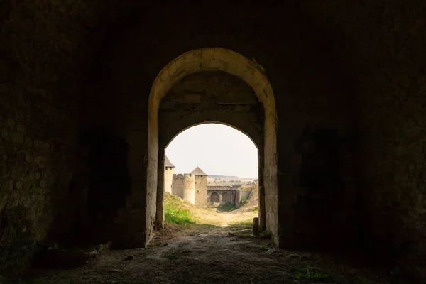 Вид Хотинскую Крепость Изнутри Ворот Каменной Стене Замка — стоковое фото