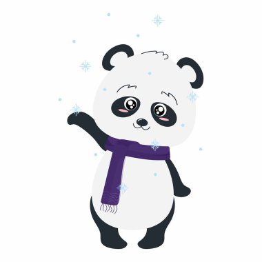 Panda. Eşarplı panda ilk karı yakalıyor.