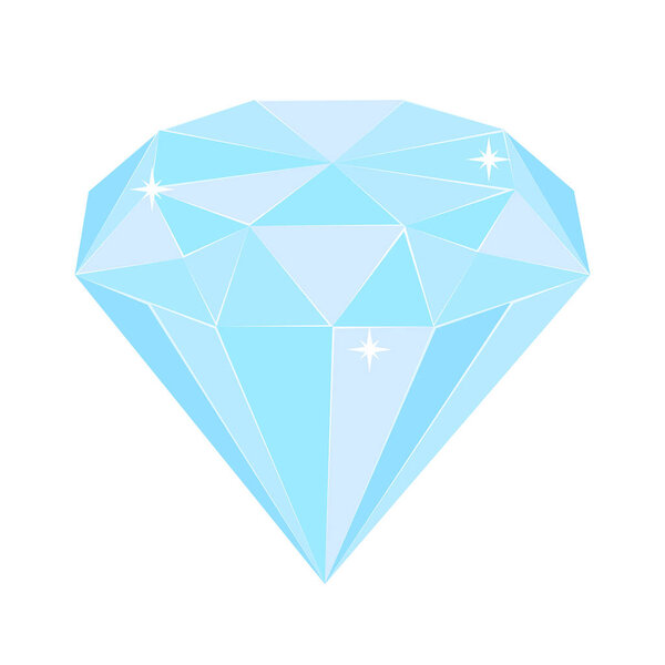 Векторная иллюстрация драгоценного камня в плоском стиле на белом фоне. Алмаз.