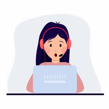 Çağrı merkezi, yardım hattı müşteri destek servisi. Kulaklıkla çalışan çağrı merkezi operatörü. Müşteri servisi.