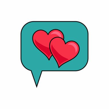 Sohbet ikonu. Beyaz arkaplanda izole edilmiş modaya uygun geçmişe dönük sohbet simgesinin vektör illüstrasyonu. Havalı bir sohbet simgesi.