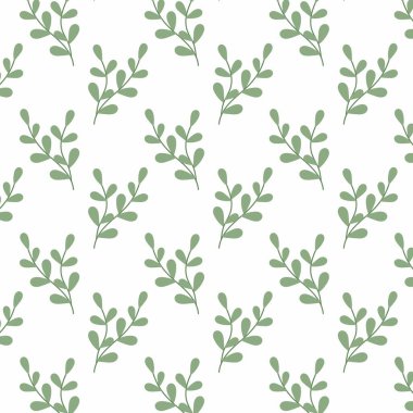 Çiçek deseni düz bir şekilde. Yeşil dalların arka planı. Tekstil, ambalaj kağıdı, arkaplan için pürüzsüz desen.