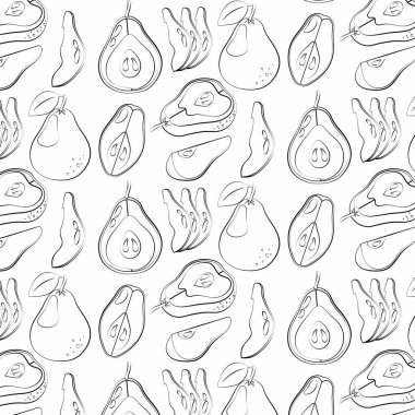 Armutlu desen. Karalamalı armutlar. Tekstil, ambalaj kağıdı, arkaplan için pürüzsüz desen.