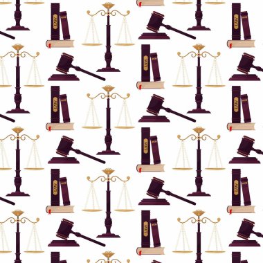 Adaletin sembolleri. Hukukla ilgili kitaplar, yargı tokmağı, adaletin ağırlığı. Themis. Tekstil, ambalaj kağıdı, arkaplan.