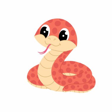 Snake in flat style. Cartoon illustration of a snake on a white background. Kids illustration. Symbol of the year. clipart