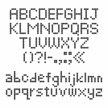 Piksel yazı tipi seti. Bilgisayar ekranı için piksel biçiminde büyük ve küçük harfler. Piksel 8 bit alfabe. Oyun yazı tipi kullan.