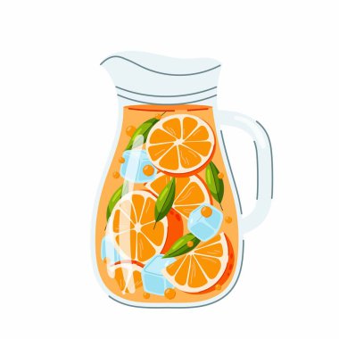 Portakal limonatası. Soğuk yaz içkisi. Düz buzlu limonata. Yaz.