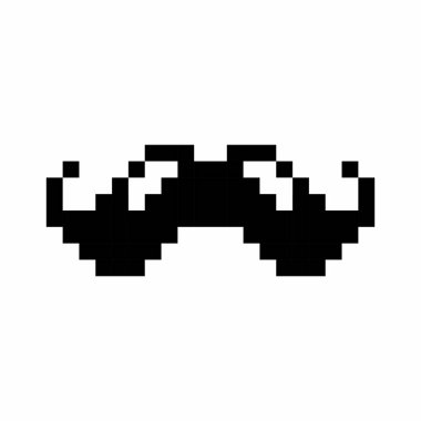 Bıyık. Erkek bıyığının pikseldeki simgesi. Atari oyunu, 8-bit. Beyaz arkaplanda pikseller.