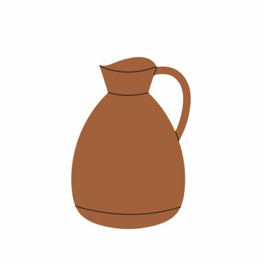Çamur atıcı. Farklı içecekler için sürahi. Beyaz arkaplanda düz resimleme.