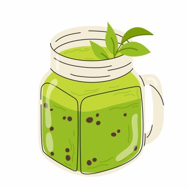 Naneli ve tapyokalı taze kibrit suyu. Sağlıklı bir içki. Menü, poster, tarif tasarımı veya yemek blogu için.