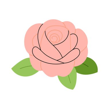 Pembe gül çizimi. Tebrik kartları için çiçekler, tebrikler, davetiyeler, posterler ya da baskılar. 