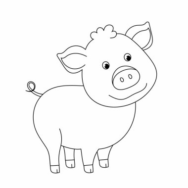 Tatlı çizgi film domuzu. Evcil hayvan. Çocuklar resimli komik domuz çizer. Boyama kitabı. 