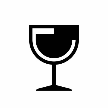 Siyah beyaz şarap kadehi ikonu. Beyaz arkaplanda alkollü içecek simgesi.