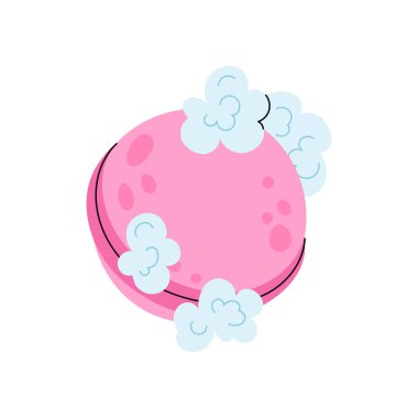 Pembe köpük banyosu bombası. Kozmetik. Banyo, rahatlama ve spa işlemleri için ürünler. Güzellik ve vücut bakımı.