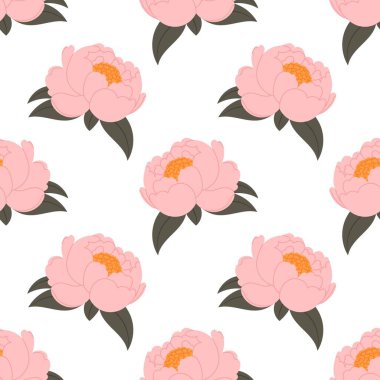 Beyaz arka planda pembe tomurcuk şakayıkları olan desen. Tekstil, duvar kâğıtları ve davetiyeler veya kapaklar için ideal.