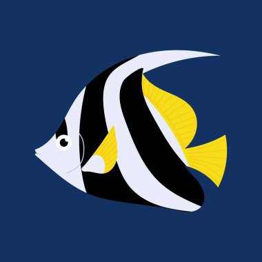 Akvaryum. Tropik çizgili balık. Resifin düz balığı. Deniz hayvanları. Su altı yaşamı.