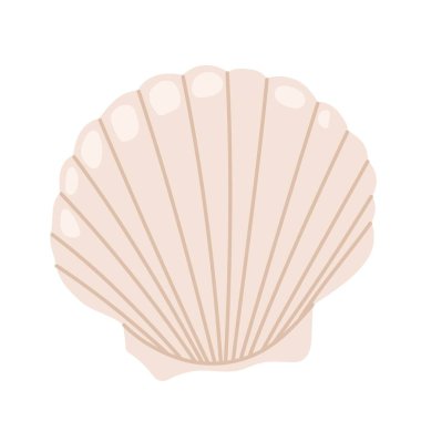 Deniz kabuğu deniz tarağı. El yapımı su altı elementleri. Yaz için resim, okyanus tasarımı, plaj dekorasyonu, çocuk projeleri.. 