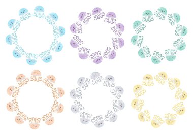 Yaz karelerini sevimli denizanalarıyla donatın. Mesaj için yer var. Çocuk projeleri, tebrik kartları ve okyanus temalı tasarımlar için.