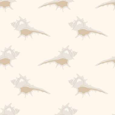 Krem kaplamalı deniz kabuğu deseni. El yapımı su altı elementi. Yaz tekstil ve plaj tasarımları için..