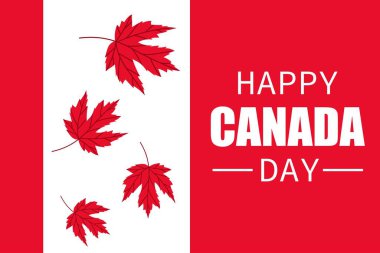 Şenlikli Kanada Günü karşılama töreni tasarımı. Kırmızı akçaağaç yaprakları. Kanada ulusal bayram temalarını kutlamak için.