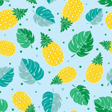 Ananas ve tropikal yapraklar pürüzsüz desen