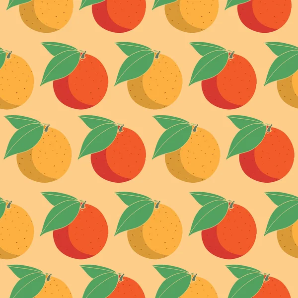 Fruits Orange Motif Vectoriel Sans Couture Sur Fond Orange — Image vectorielle