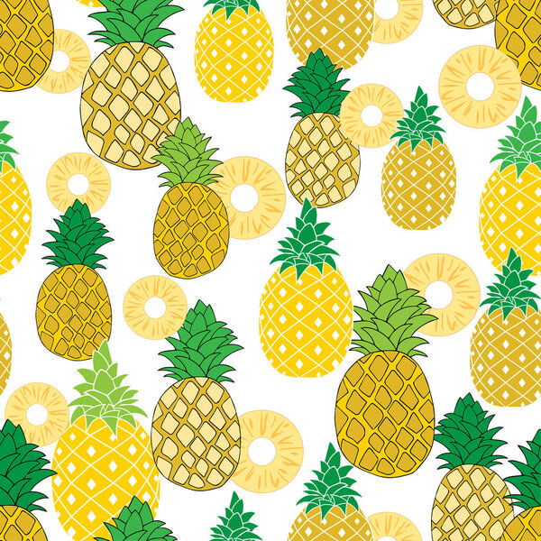 Pineapple fruits seamless vector pattern