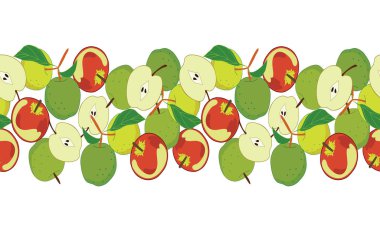 Elma meyveleri resimlemesi ile kusursuz yatay sınır