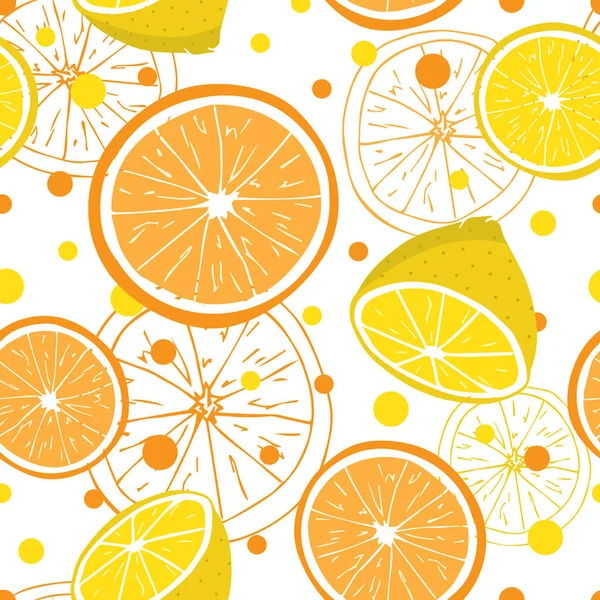 Seamless Leamon Orange Fruits Pattern — Stock Vector