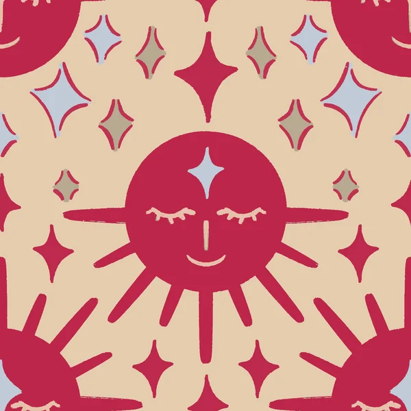 快乐的太阳活体品红无缝载体图案 — 图库矢量图片