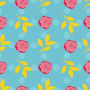 Gül çiçekli vektör tekrarlama deseni çizimi