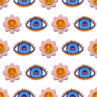 70 'lerin Retro sembolleri vektör desen tasarımı