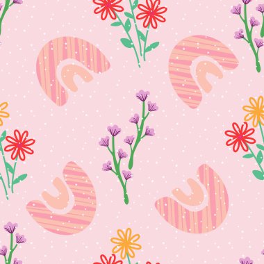 Boho çiçekleri ve gökkuşağı desensiz desen tasarımı