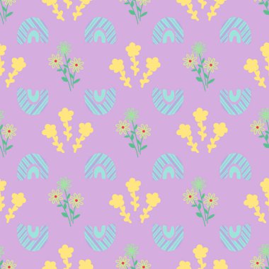 Mor arkaplan tasarımında vektör boho pürüzsüz desen