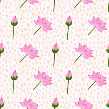 Beyaz arkaplanda kusursuz nilüfer çiçekleri deseni